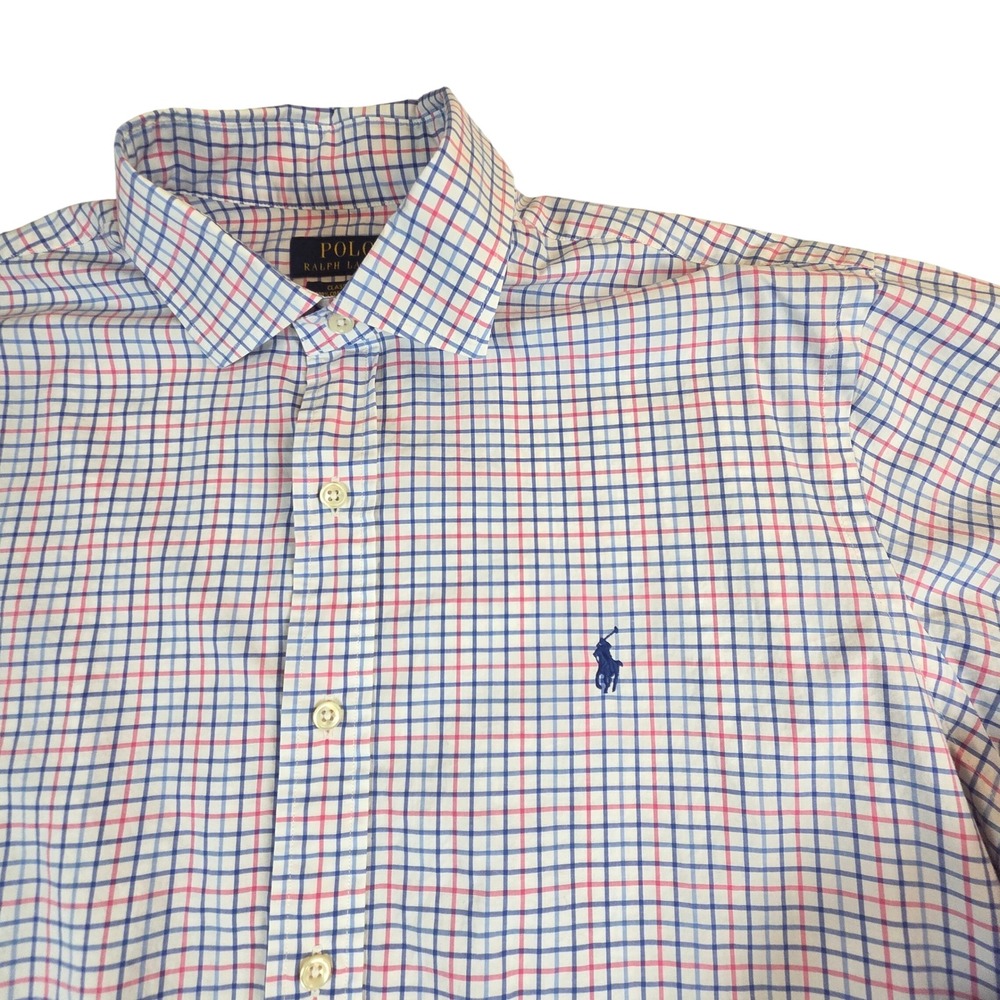 Polo Ralph Lauren Mens Large Classic Fit Plaid Cotton Stretch Button Down Shirt